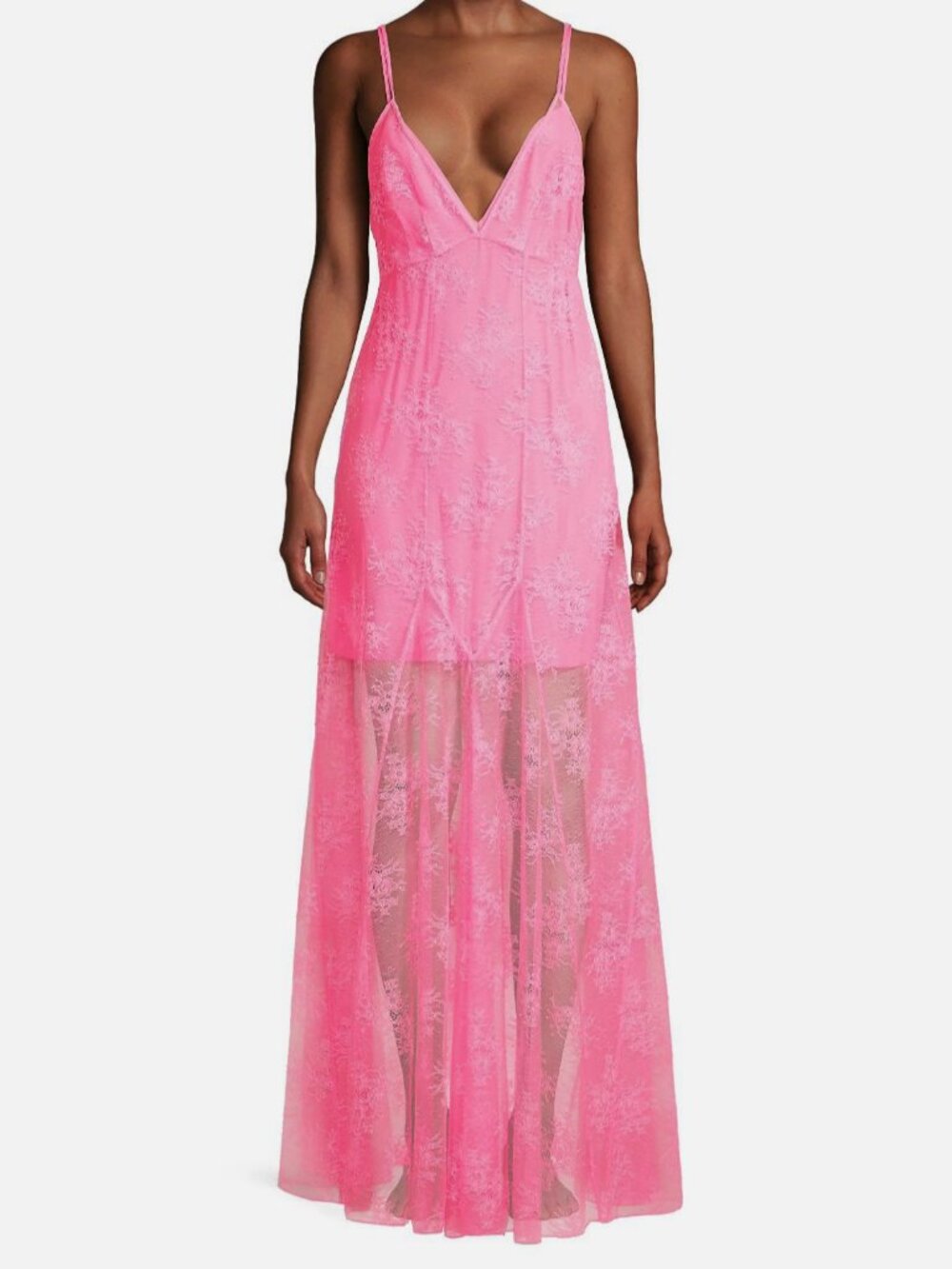 Kiki De Montparnasse Women's Pink Long Lace Slip Gown Sleepwear Size M